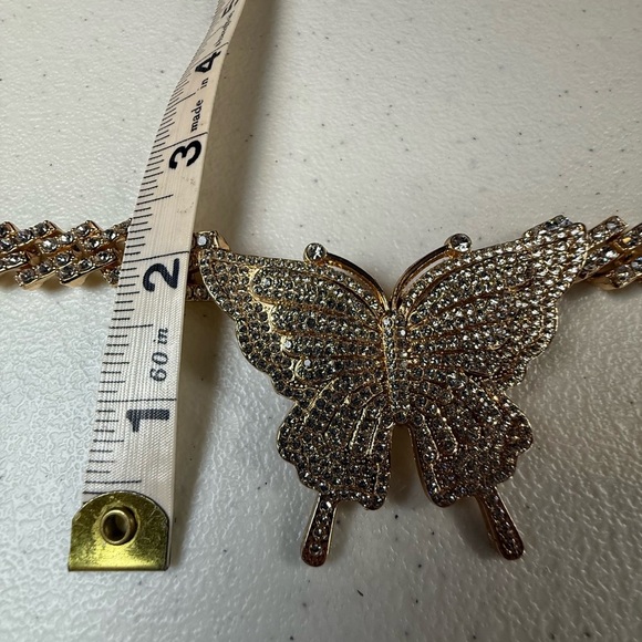 Big butterfly choker pendant, diamond encrusted, 
Cuban link chain hip hop - Picture 13 of 13